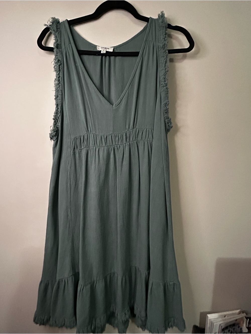 Umgee Sleeveless V-Neck Sage Green Swing Dress
